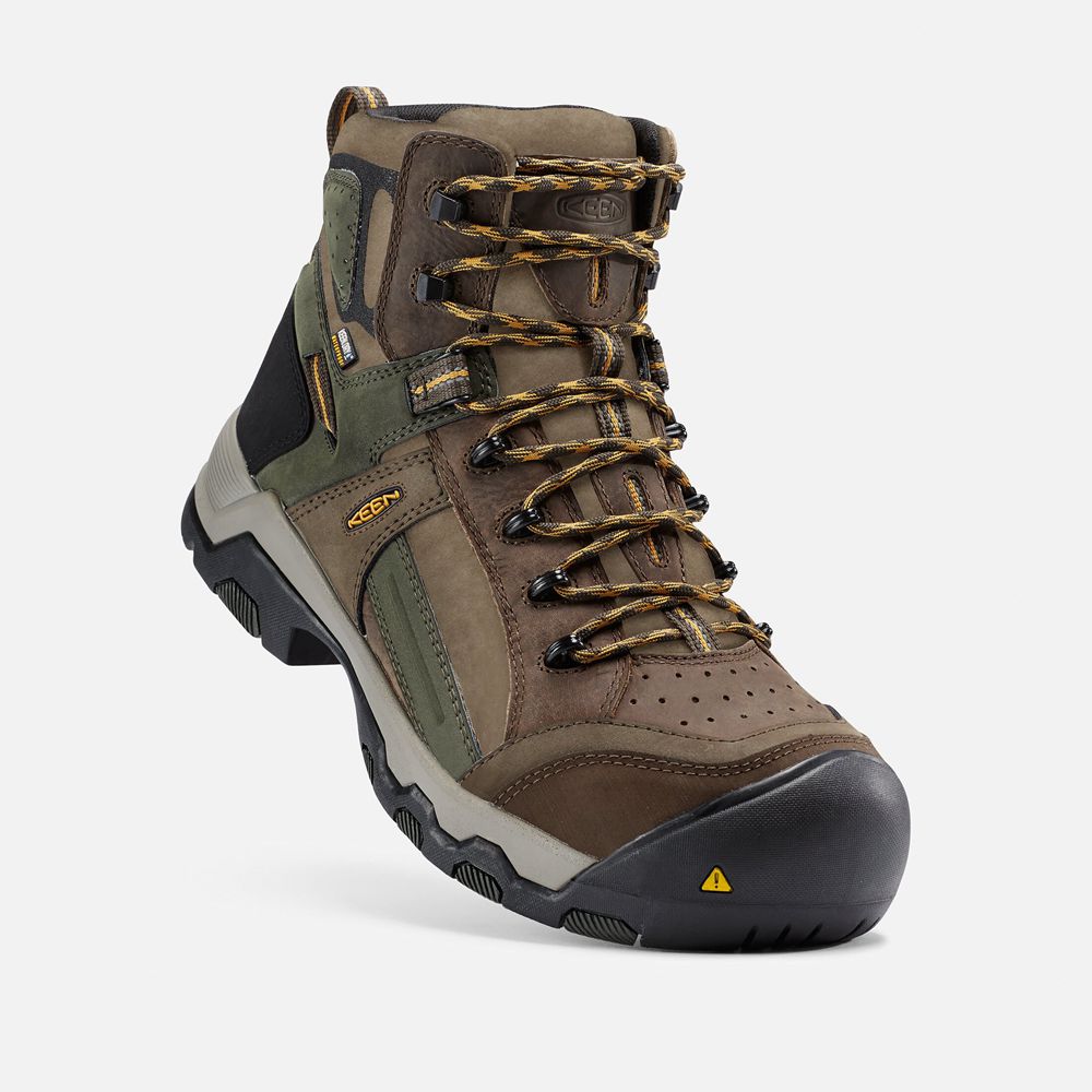 Botte de Travail Keen Homme Marron | Davenport Al Waterproof Mid (Composite Toe) | XREGI-8356